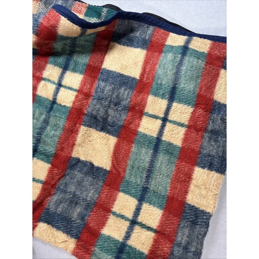 Vintage Biederlack Cuddle Wrap Plaid Blanket Made In USA 55